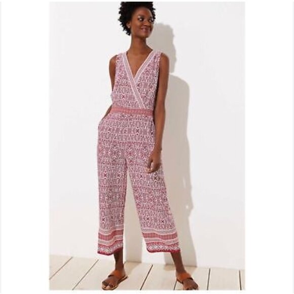 LOFT beach Women's Backless Romper Red Wine Vacation Style with Pockets - Picture 1 of 15